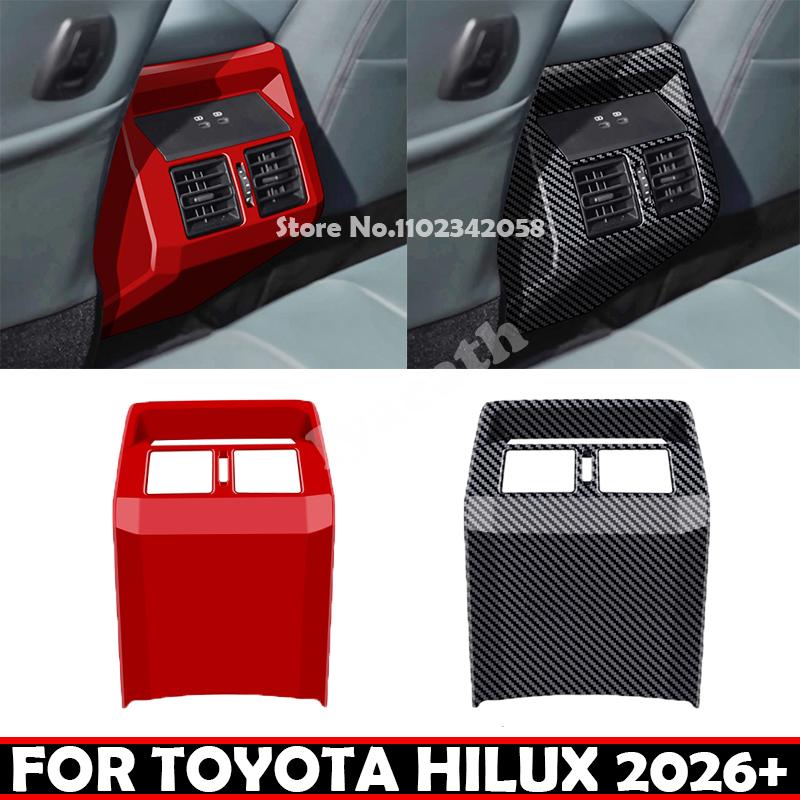 FOR TOYOTA HILUX 2026 2027 ABS Carbon Fiber Rear Air Condition Outlet AC Vent back charge an-kick Panel Frame Cover accessories