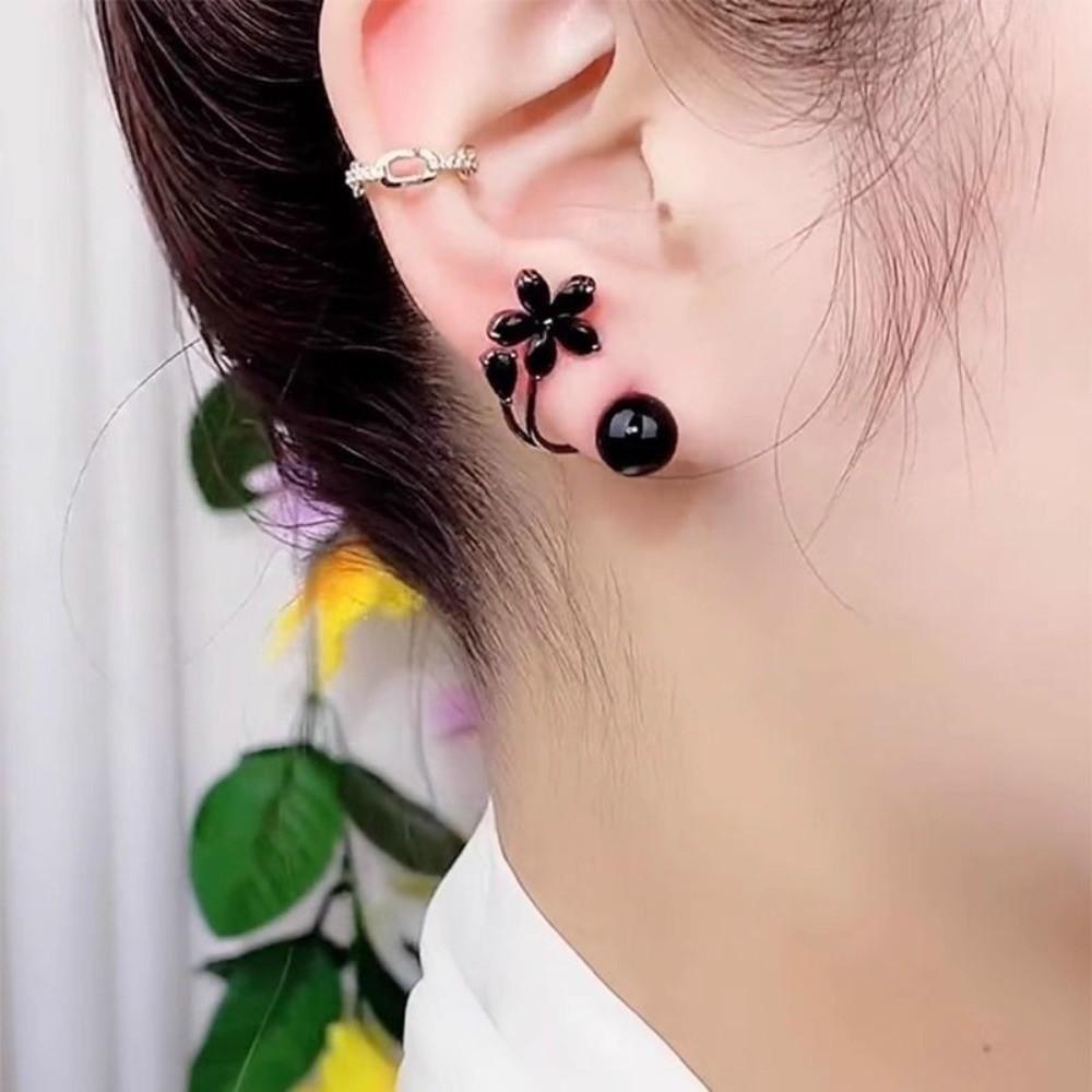 Sweet Crystal Flower Earrings Light Luxury Ladies U-shaped Earrings Flower Ear Studs  Jewelry Gifts