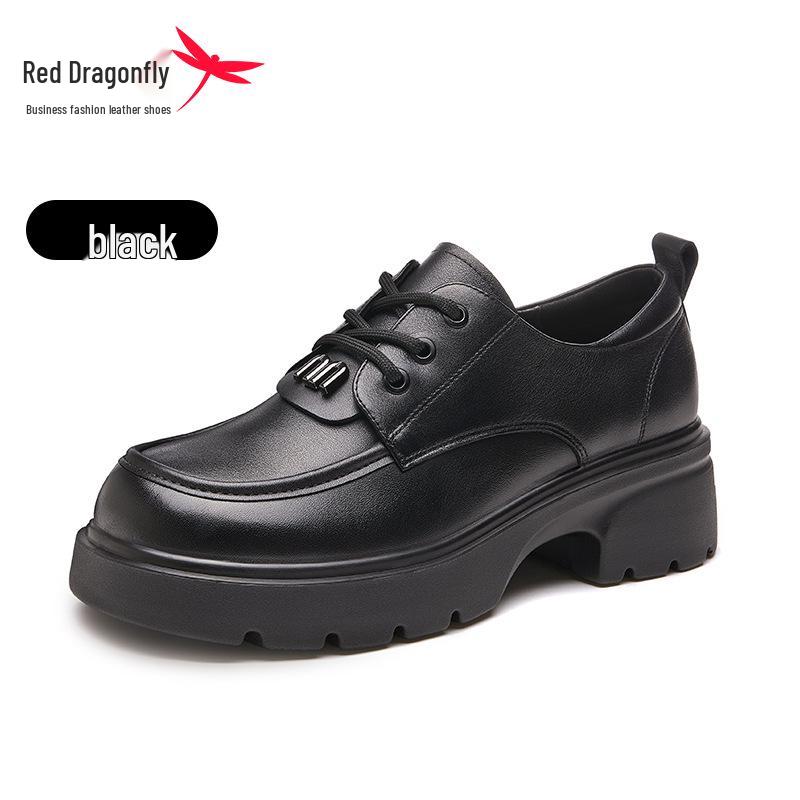 Red Dragonfly Women s Spring Casual Genuine Leather Thick Sole Height Increasing High Heel Shoes 38