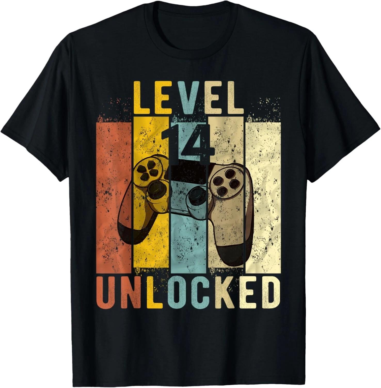 14th Birthday Level 14 Unlocked Video Gamer Gift Unisex T-Shirt 4XL