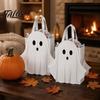 Small Gift Sacks for Classroom Prizes Halloween Ghost Cardboard Bag, Cute Candy Goodie Bags Foldable Trick or Treat Totes with Handle Birthday, Party