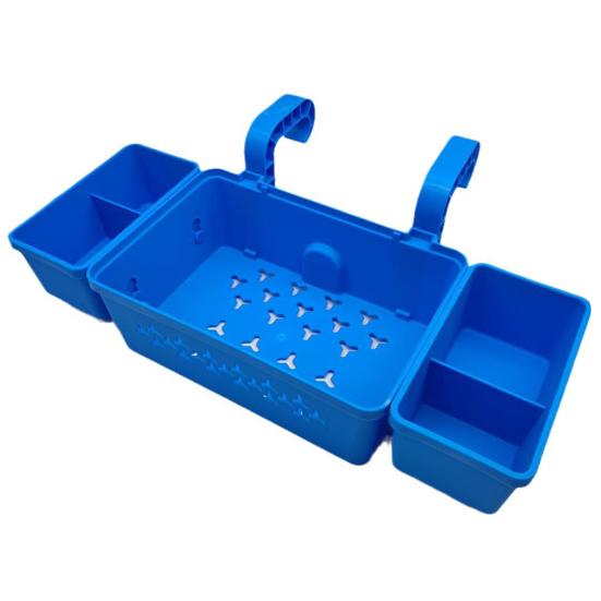 Poolside Storage Basket with Cup Holder Large Capacity Strong Load-bearing Hollow Design Waterproof Swimming Pool Hanging Storage Basket