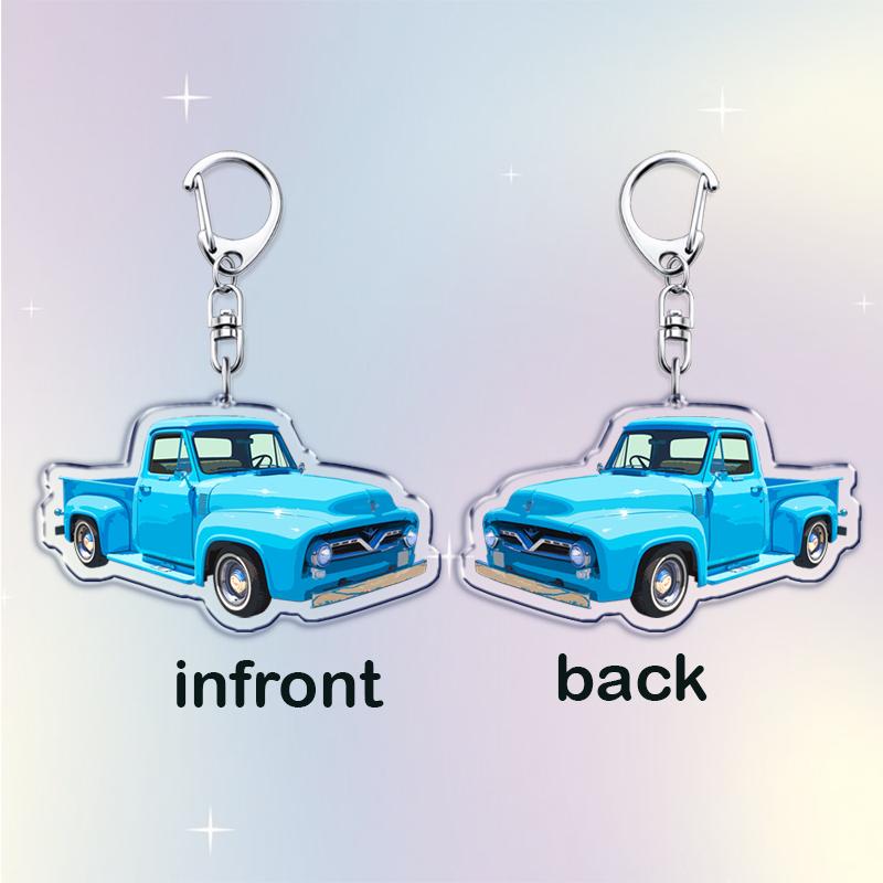 Vintage Classic Old Truck Keychains for Accessories Jewelry Retro Vector Car Keyrings Fans Friends Gifts