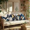 4pcs Linen Pillow Covers 45x45cm Abstract Art Cushion Cases Blue Gold Marble Geometric for Sofa Bed Decor Zipper Closure