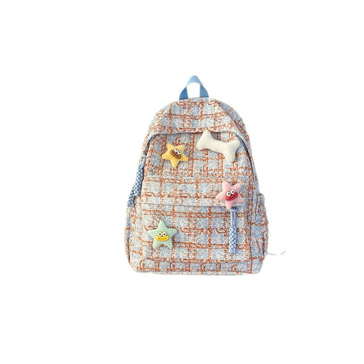Plaid Cute Japanese Backpack for Girls - Versatile Travel & College Bag