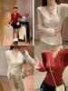 2026 Autumn Women's French Lace Knit Sweater: Elegant Layered Design