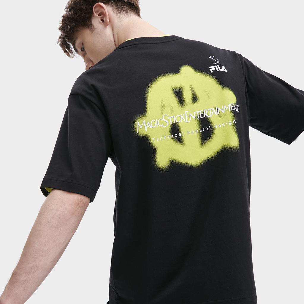 Fila X Magic Stick Collaboration Fashion Loose Couple Short Sleeve T-Shirt Unisex Tops Black F11U329101FBK