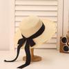 Fashion French Style Flat Top Straw Hat Beach Sun Hat Travel Vocation Women Summer Straw Hat