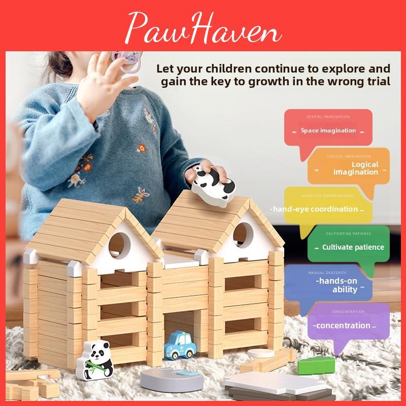 Joint Wooden Mortise Tenon Cottage Building Blocks Toy Childs Early Education