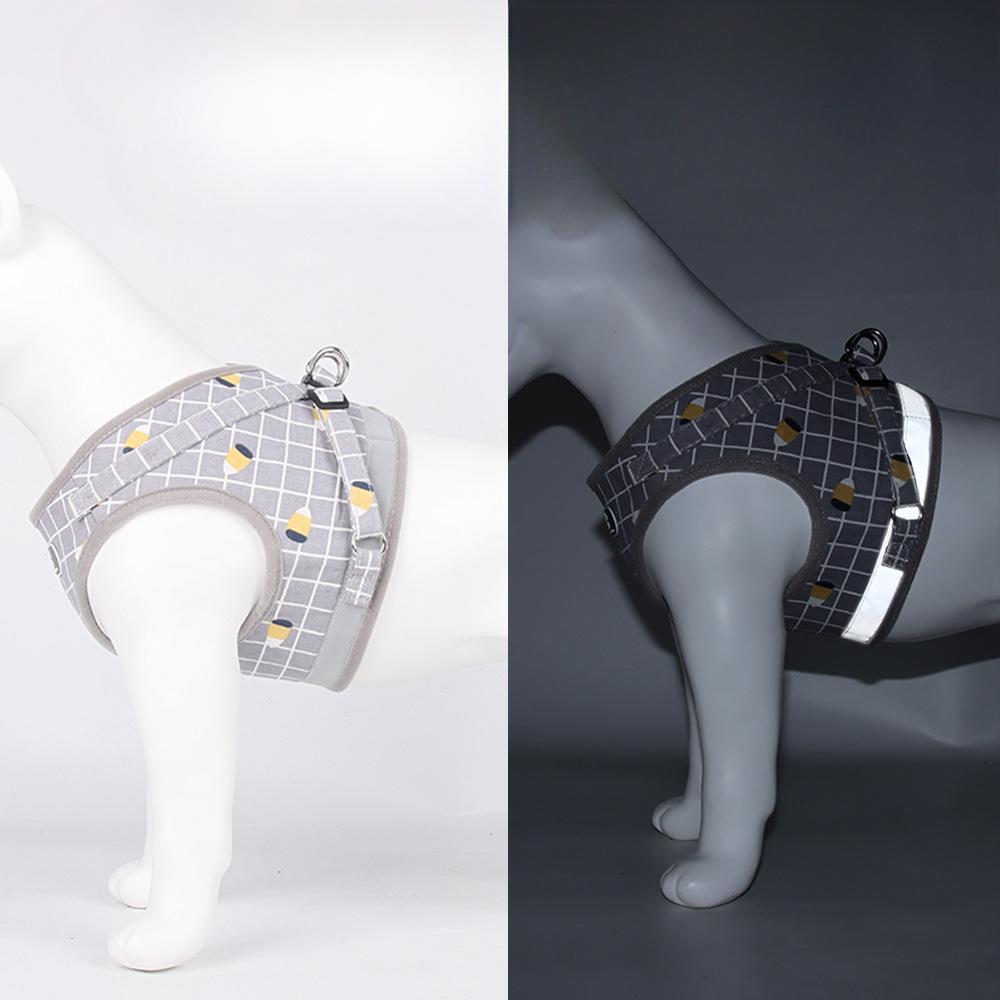 Dog Leash Vest Plaid Dog Chest Strap Reflective Small Dog Walking Leash Pet Chest Strap