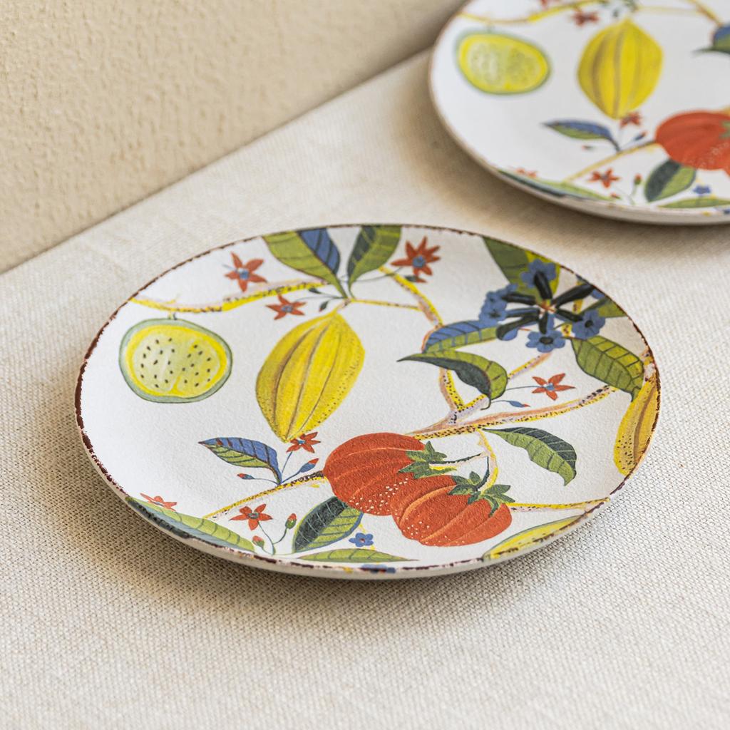 Pastoral Fruit Pattern Ceramic Plate Household High-Value Tableware Plate Salad Plate Round Plate Vegetable Plate
