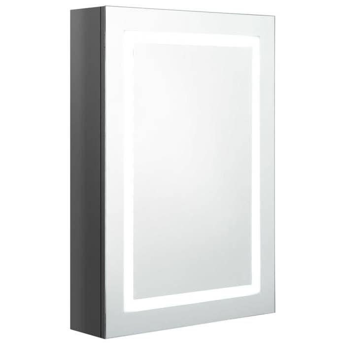 VidaXL Armoire de salle de bain à miroir LED gris brillant 50x13x70 cm 326491