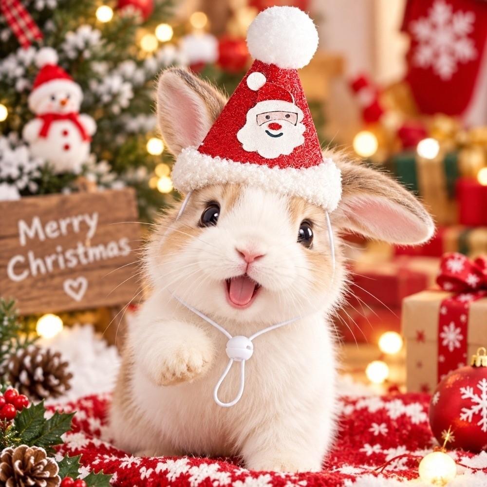 Knitted Yarn Christmas Pet Hat Soft Pompon Dog Knitted Bonnet Cat Santa Cap Dog Owners