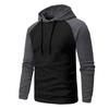 Men's Casual Patchwork Color Small Square Grid Hoodie Slim Fit Top Winter Round Neck Sweatshirts