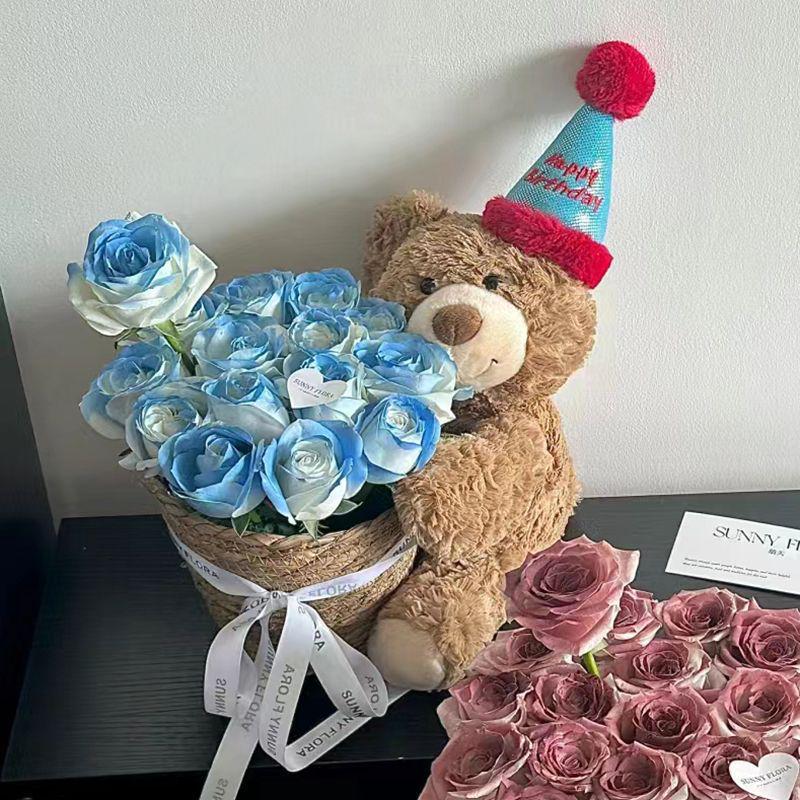 Birthday Soap Flower Bear Bouquet: Teddy Bear Hug Gift for Girlfriend or Best Friend