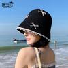 Spring and Summer Bucket Hat Knitted Hat Children's Fashion Versatile Bow Bucket Hat Casual Breathable Basin Hat