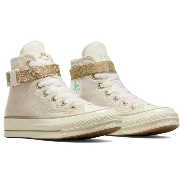 Converse Chuck 70 High Cat Inspired Unisex Sneakers Cream Beach-Stone Vintage-White A08160C