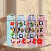 1PC Roblox Block Character Group 750ml Color Plastic Sports Water Bottle Leakproof Flip Straw Lid Suitable for Sports Office Home Use
