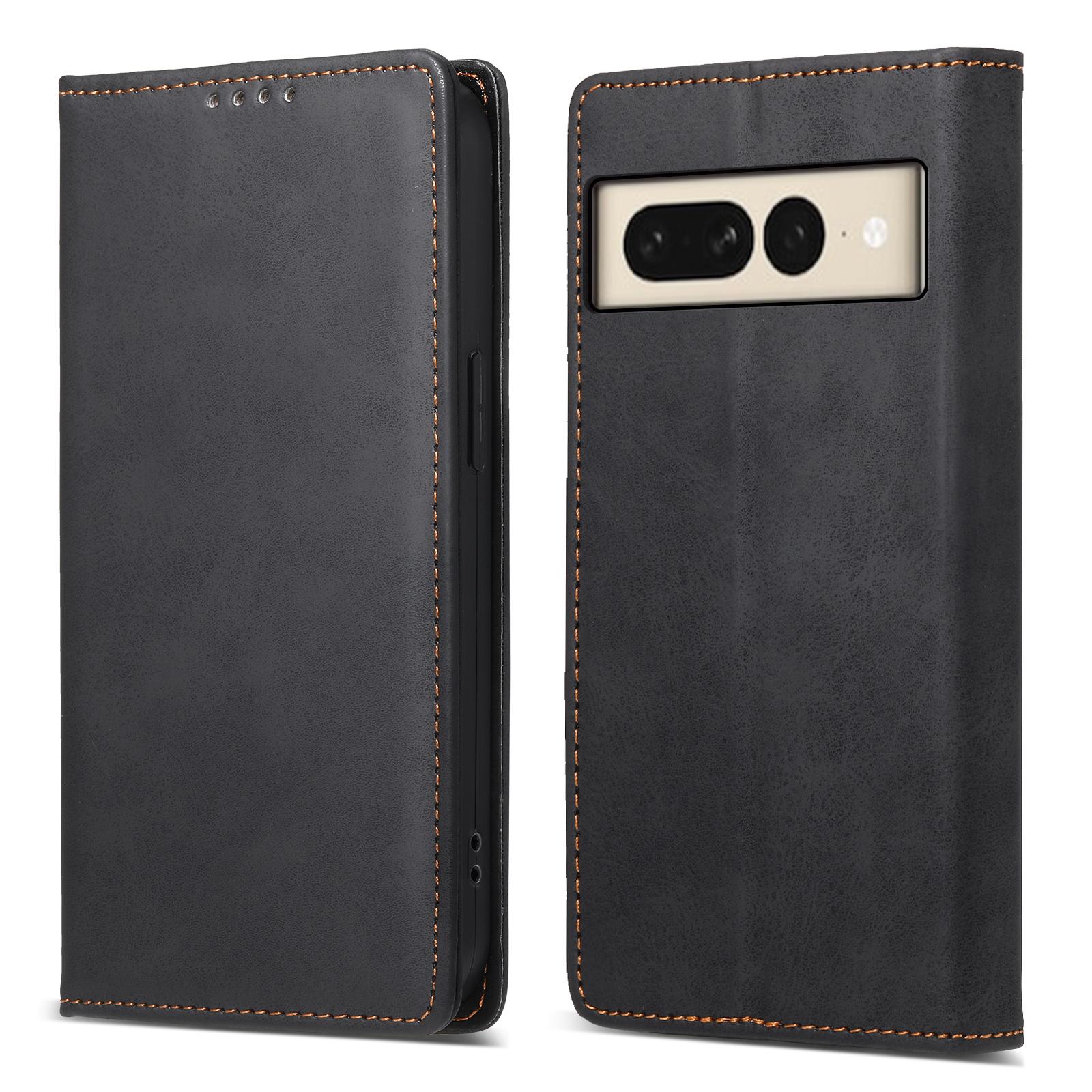 

DF-05 For Google Pixel 8 Pro Business Solid Color Leather Phone Case RFID Blocking Wallet Stand Cover Black
