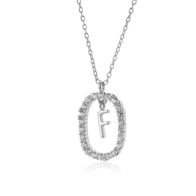925 Sterling Silver Gold 26 Letters A -Z Alphabet Initial Long Chain Necklace Ovals Luxury Jewelry Crystal Cz Choker