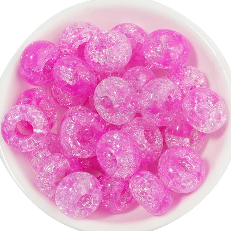 50 Acrylic Two-Color Crackle Crystal Large Hole Beads - Spring Color Spacer for DIY Bracelets
