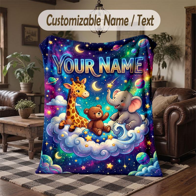 Coperta Cosmica a Tema Spaziale con Nome Personalizzato Testo Coperta Personalizzata Morbida Accogliente per Casa Divano Letto