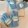 Cute Musical Kitten Cat Gloves Plush Coral Fleece Cold-Proof Gloves Student Winter Warmer Five-Finger Gloves Girl Christmas Gift