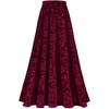 Women Retro Floral Print Skirt Elastic Waistband Solid Color Vintage Style for Wedding Party Banquet