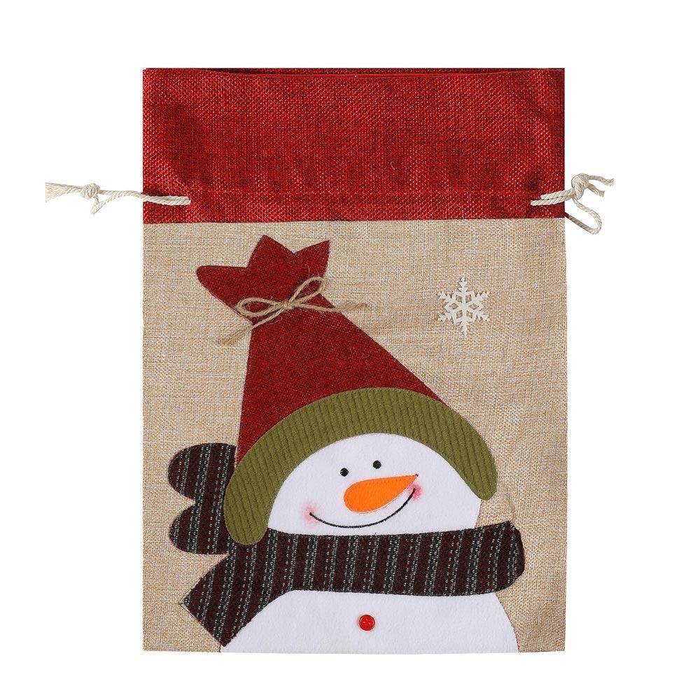 Cartoon Santa Snowman Deer Christmas Gift Bag Dimity Two Sizes Christmas Apple Bag Large Capacity Multicolor