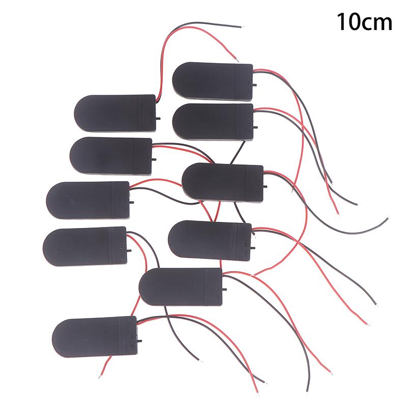 10Pcs For Cr2032 Button Coin Cell Battery Holder Case Cover With On-Off Switch+10/15Cm Leads Wire Battery Box Dual Slots