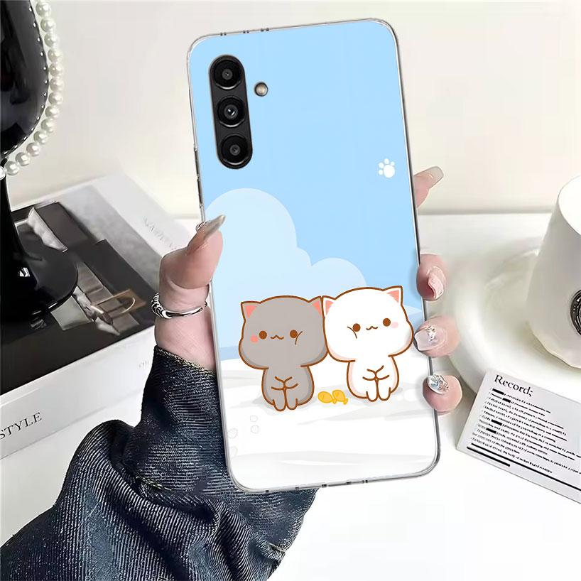 Cute Peach Goma Cat Phone Case For Samsung Galaxy A13 A14 A15 A16 A17 A53 A54 A55 A56 A57 A33 A34 A35 A36 A37 A23 A24 A25 A26 Ga