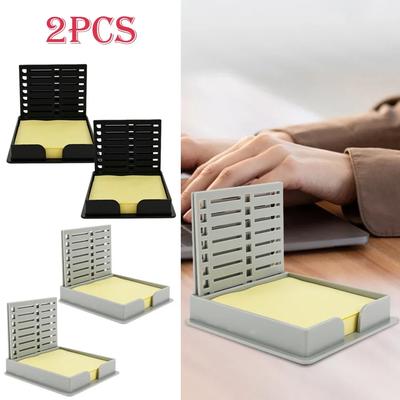 2Pcs Convenience Sticker Storage Box with Stencil Sticky Note Dispenser Plastic for 3x3Self-Sticky Note Pads(Sticky Not Contain)