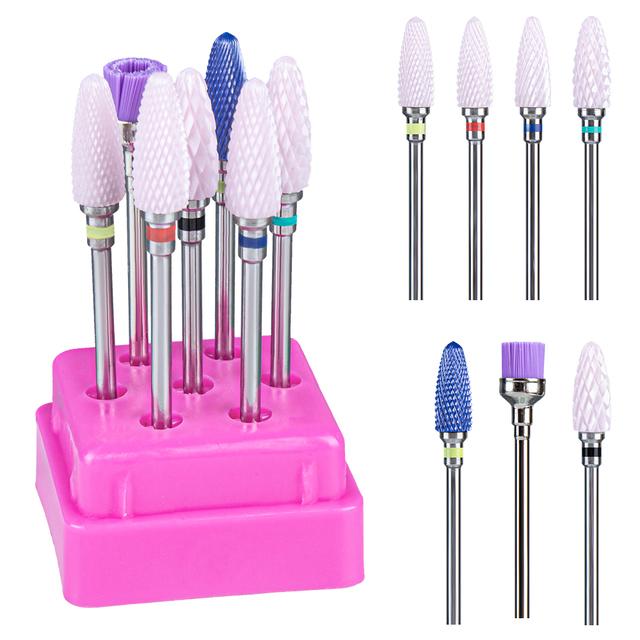7pcs Ceramic Nail Drill Bits Set Milling Cutter for Manicure Machine Accessories Rotary Burrs Pedicure Cutter for Remove Gel Bit