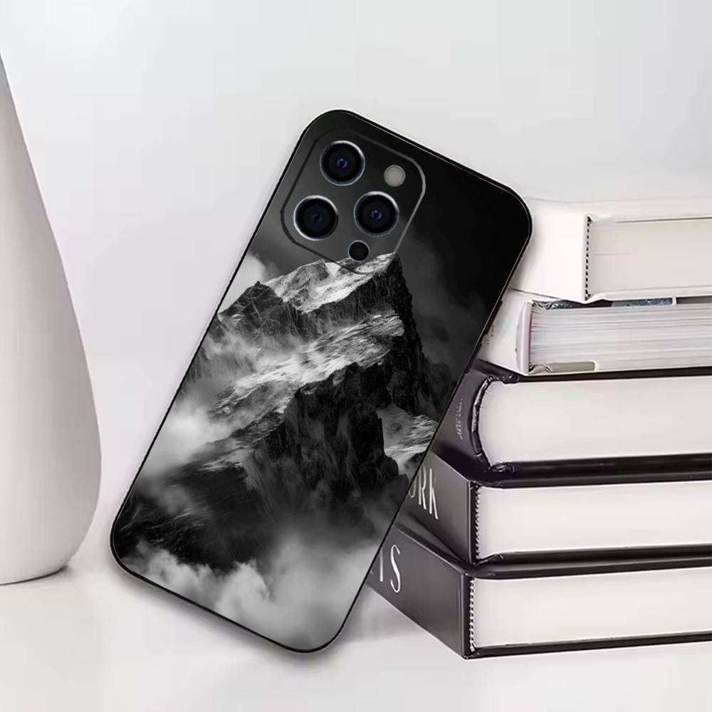 Snow Mountain Phone Case For iPhone17,16,15,14,13,12,11 Plus,Pro Others Soft Black Cover