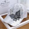 Damen Schwarz Strass Schmetterling Verziert Basecap Verstellbar Atmungsaktiv Netz Frühling Sommer Herbst Hut