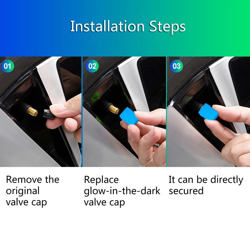 4Pcs Universal Fluorescent Car Tire Valve Caps Luminous Stem Caps ABS Dust-Proof Decorative Tires Stem Covers