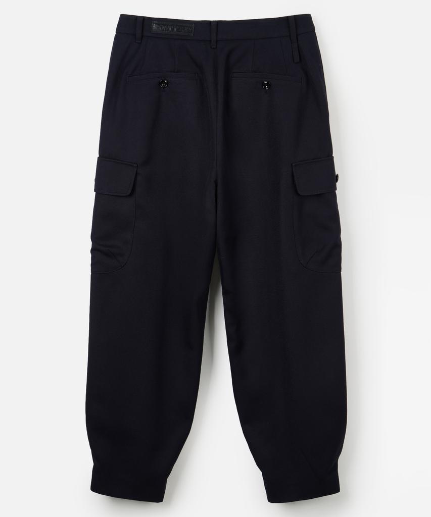 Poseuteupeulei Wool Blend Side Tuck Pants_Navy