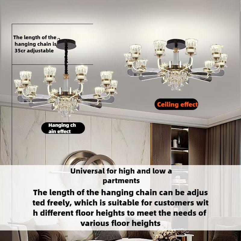 Modern Minimalist LED Crystal Column Villa Hall Main Light Restaurant Bedroom Lamps
