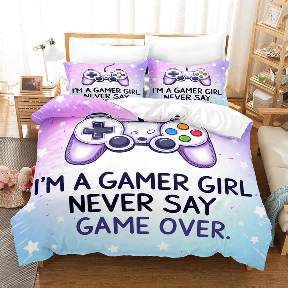 Pink Star Gamepad pattern Bedding Set Twin Full Size Comforter Sets Bed Sheets Set Bedding Set Bedroom For Home Decor for girls