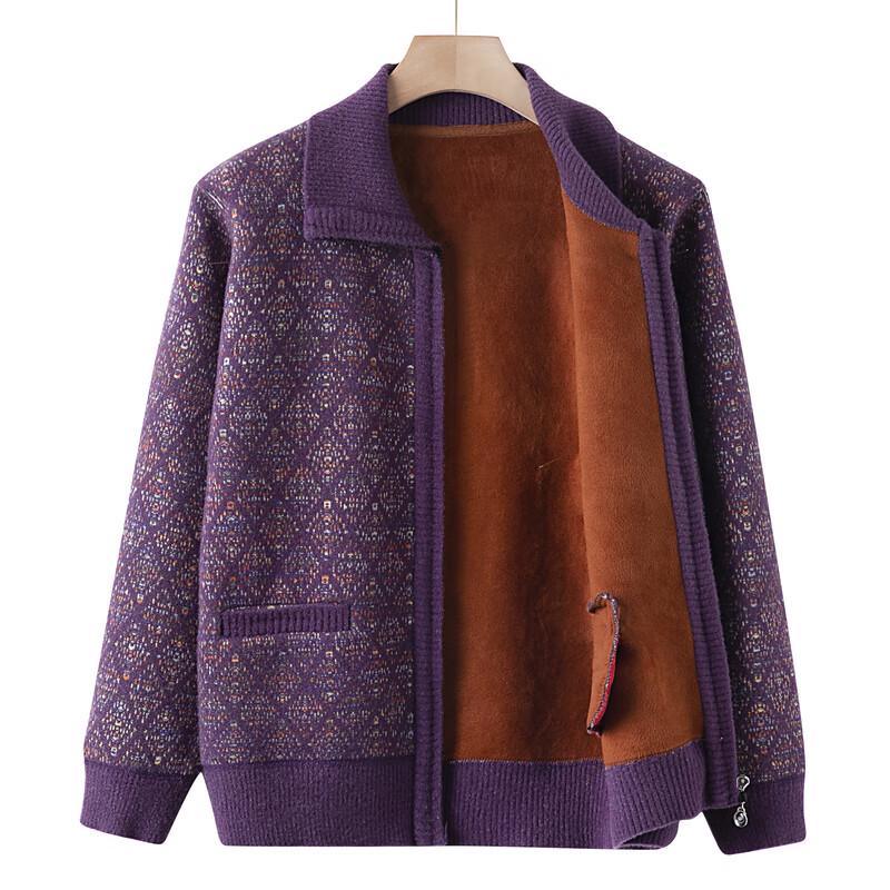 YUZHAOLIN Elderly Women's Plus Size Thickened Cardigan