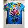 Men's 3D Printed Tropical Octopus Pattern T-shirt Trendy Printed Short-sleeved Breathable Polyester Round Neck Casual Style