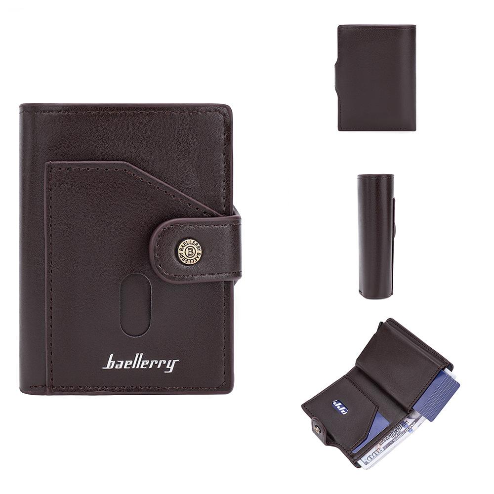 Baellerry Herrenmode Kurze Geldbörse Kartenhalter mit RFID-Schutz Pop-up Antimagnetisches Aluminiumetui mit Druckknopf