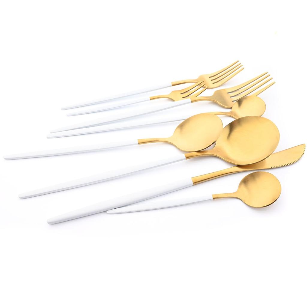 1 Pcs Gold Cutlery Stainless Steel Flatware Golden Knives Fork Spoon Black Cutlery Kitchen Tableware Dinnerware