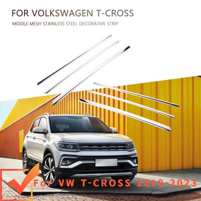 For Volkswagen VW T-cross Tcross 2018-2025 Car Front Bumper Mesh Center Grille Grill Moulding Strips Cover Trim Accessories