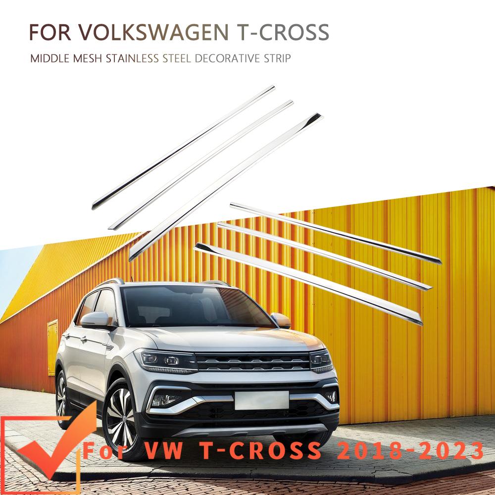 

For Volkswagen VW T-cross Tcross 2018-2025 Car Front Bumper Mesh Center Grille Grill Moulding Strips Cover Trim Accessories серебряный