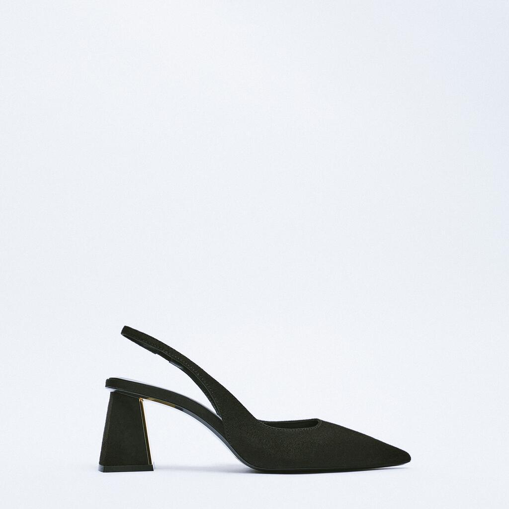 Za Women Sandals  And Summer New Black Pointed High -Heeled Thick -Heeled Single Shoes Temperament Muller Shoes Women