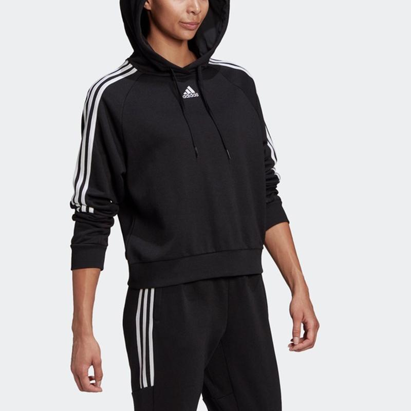 Adidas 3-Stripes Classic Hoodie Women Tops Black GL1460