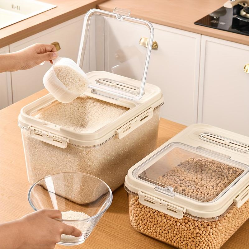 Insect Proof Moisture Proof Rice Box Transparent Storing Dry Grain Sealed Jar 5/10KG Storage Kitchen Container Food Storage Box