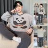 Pijama de Diseño Lindo de Moda para Hombre Otoño Invierno Forro Polar Coral Espesado Cálido Suave Masculino Polar Térmico Conjunto Ropa de Casa Juvenil