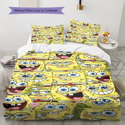 SpongeBob SquarePants Bedding Quilt Set Quilt Cover Pillowcase Home Decoration Birthday Gift (1 * Duvet Cover + 2 * Pillowcase, Without Core)